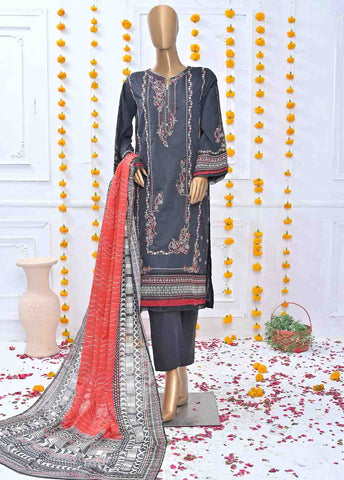 Bin Saeed Fabric - SMLF-400-MB-3 Piece Lawn Embroidered Suit