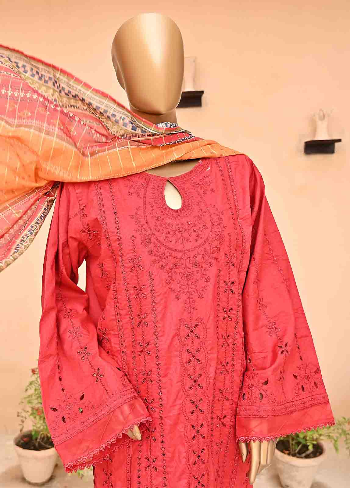 Bin Saeed Fabric - SMLF-405-NZ-3 Piece Chikankari Stitched Suit