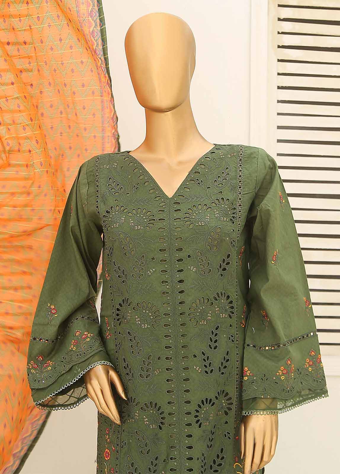 Bin Saeed Fabric - SMLF-408-CKE-3 Piece Cotton Embroidered