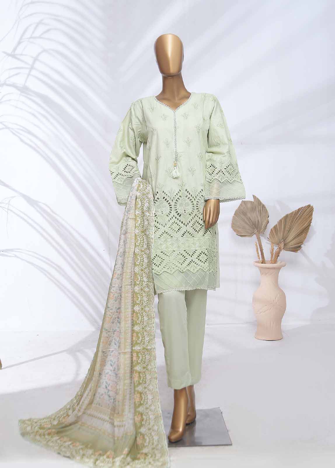 Bin Saeed Fabric - SMLF-411-CK-3 Piece Chikankari Stitched Suit