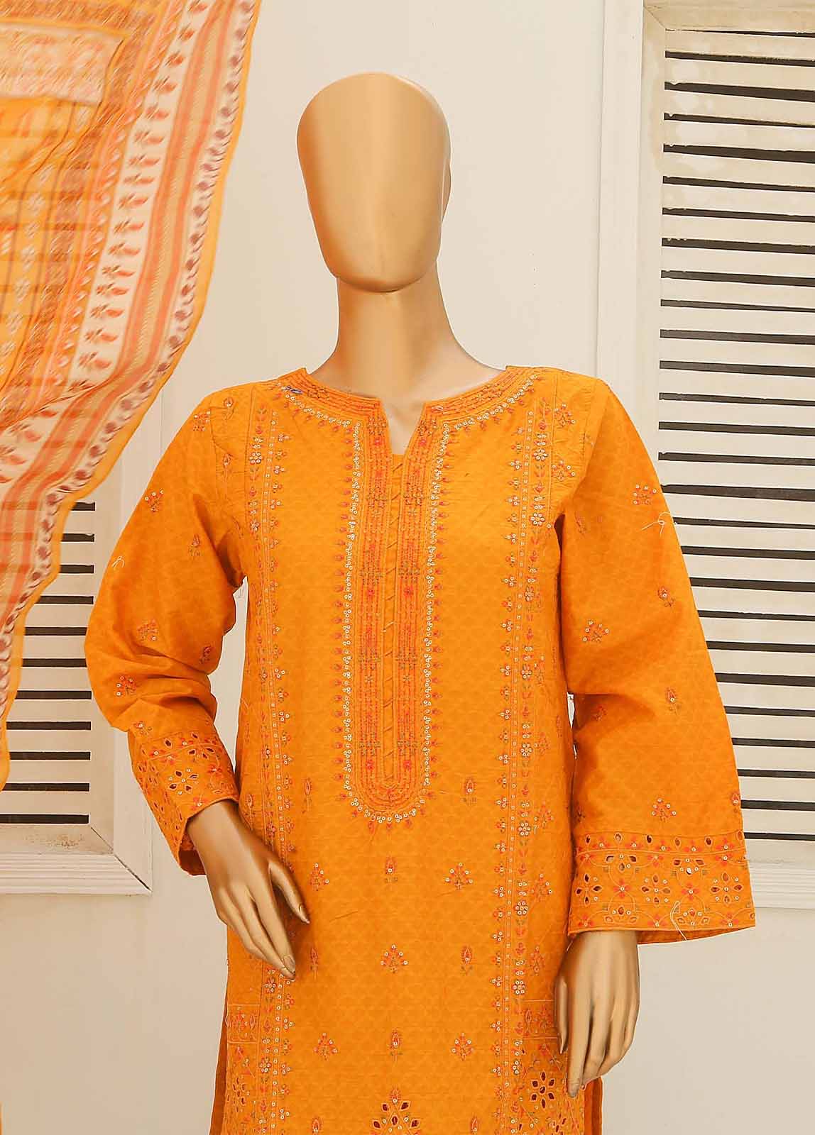 Bin Saeed Fabric - SMLF-412-CKE-3 Piece Cotton Embroidered