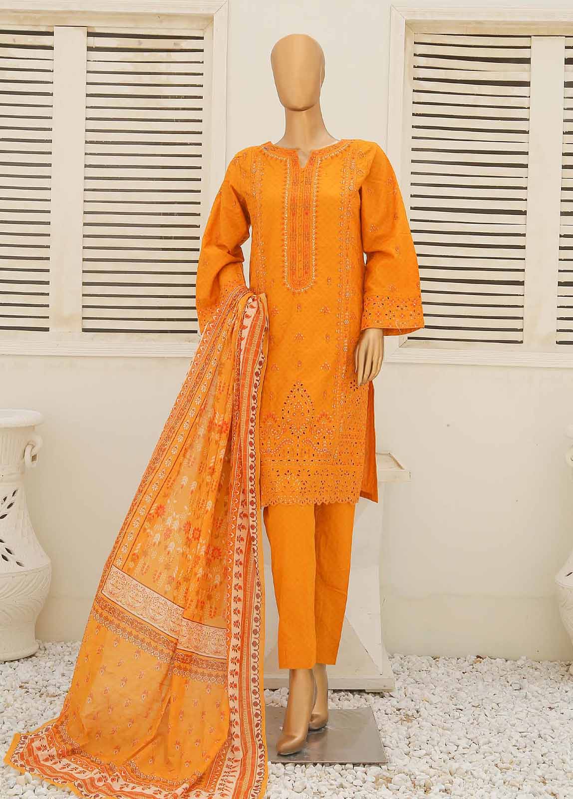 Bin Saeed Fabric - SMLF-412-CKE-3 Piece Cotton Embroidered