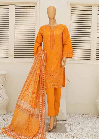 Bin Saeed Fabric - SMLF-412-CKE-3 Piece Cotton Embroidered