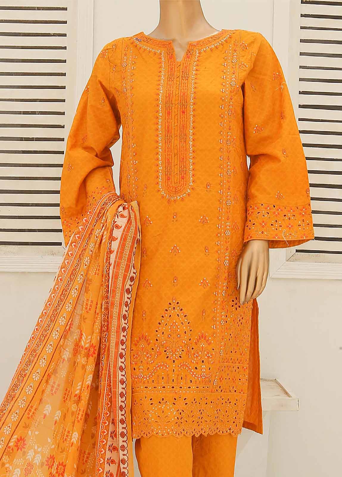 Bin Saeed Fabric - SMLF-412-CKE-3 Piece Cotton Embroidered