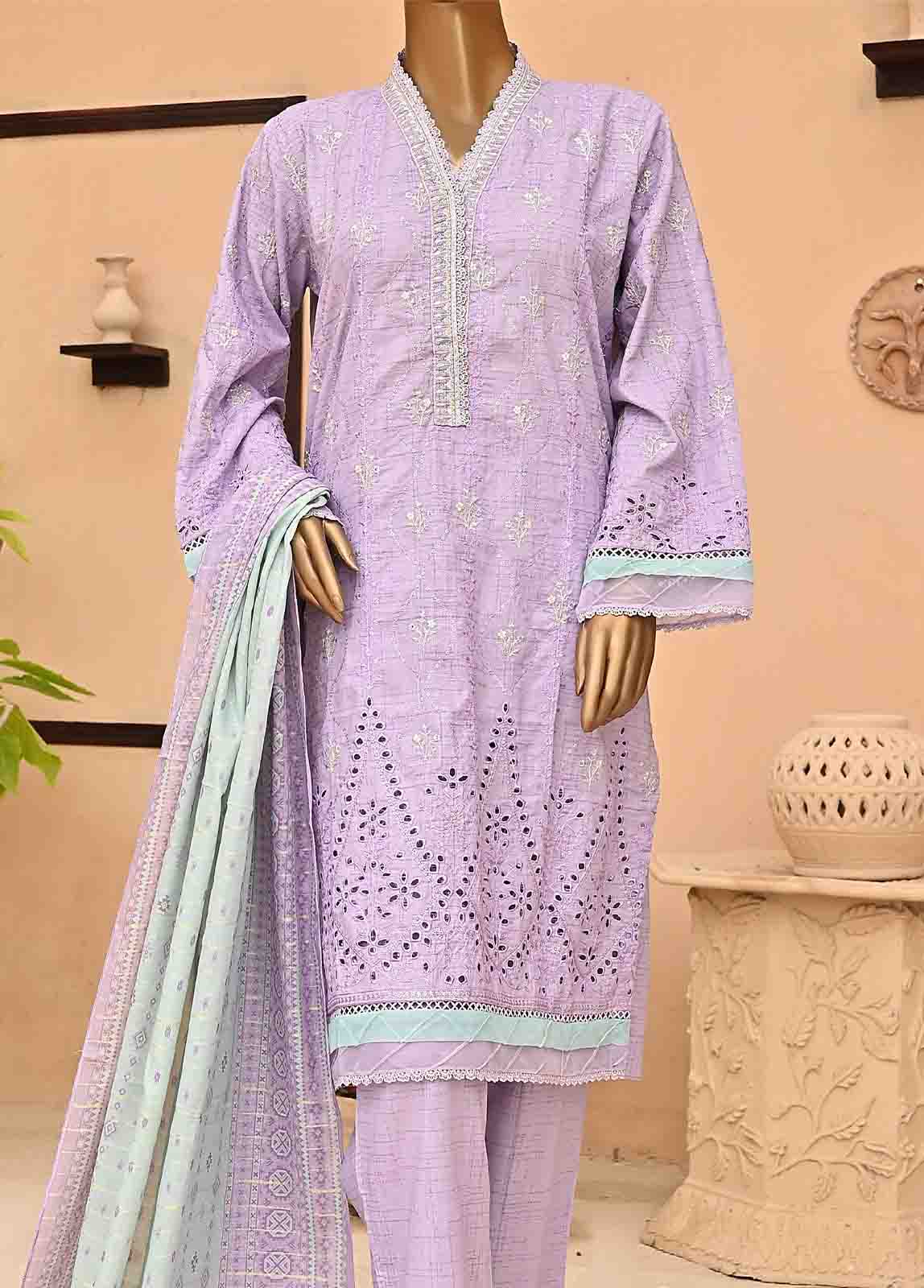 Bin Saeed Fabric - SMLF-414-NZ-3 Piece Chikankari Stitched Suit