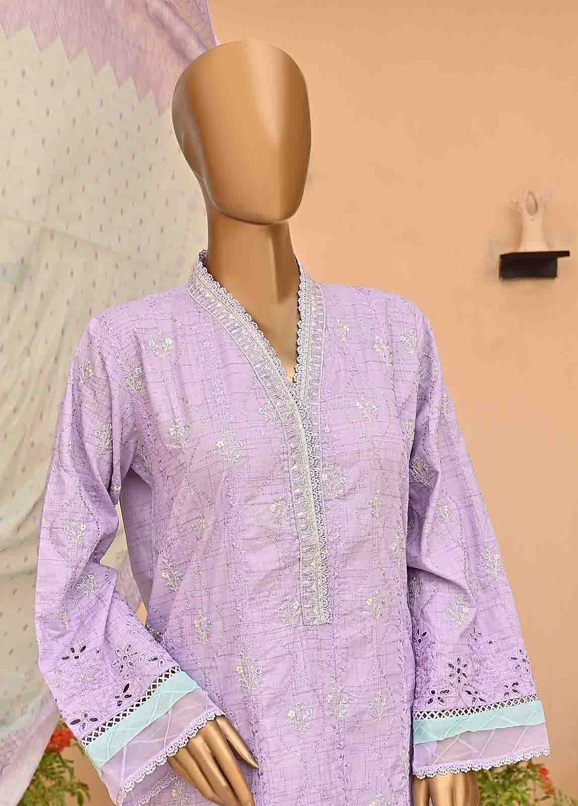 Bin Saeed Fabric - SMLF-414-NZ-3 Piece Chikankari Stitched Suit