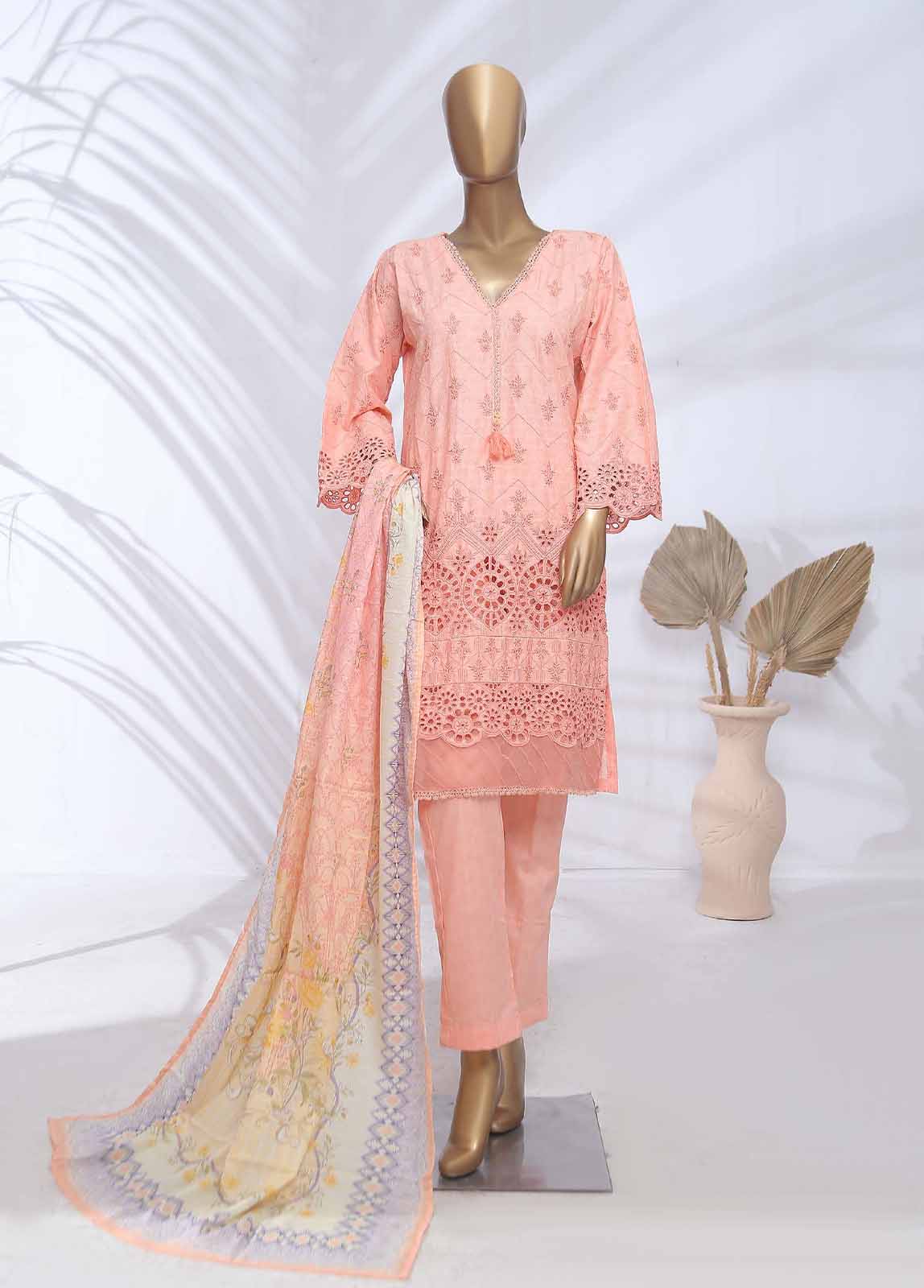 Bin Saeed Fabric - SMLF-417-CK-3 Piece Chikankari Stitched Suit