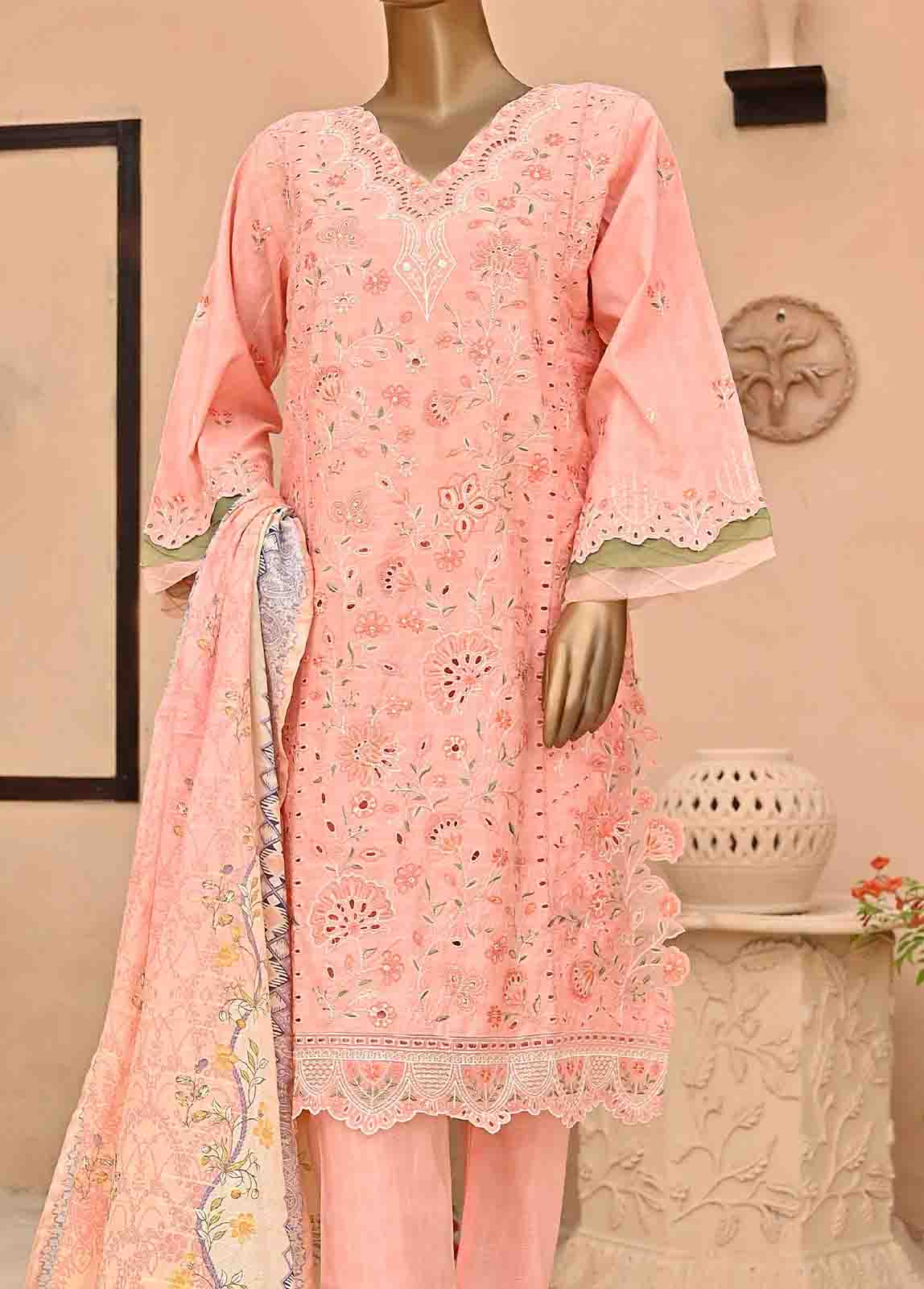 Bin Saeed Fabric - SMLF-417-NZ-3 Piece Chikankari Stitched Suit