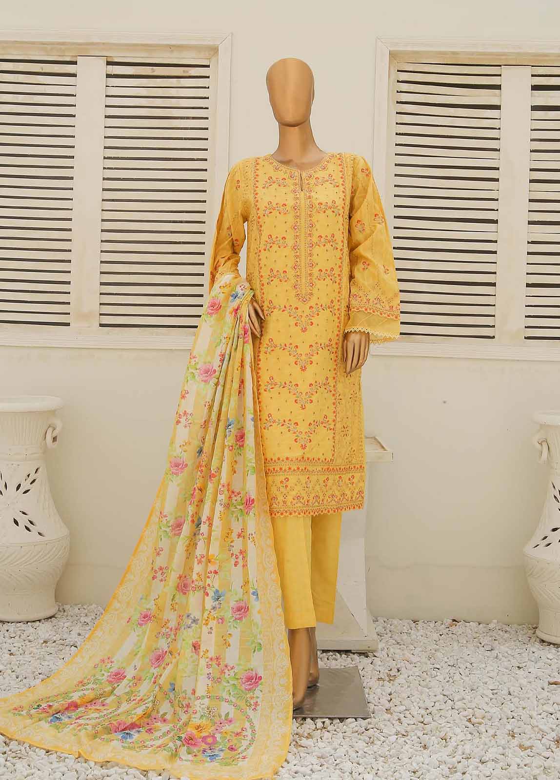 Bin Saeed Fabric - SMLF-418-CKE-3 Piece Cotton Embroidered