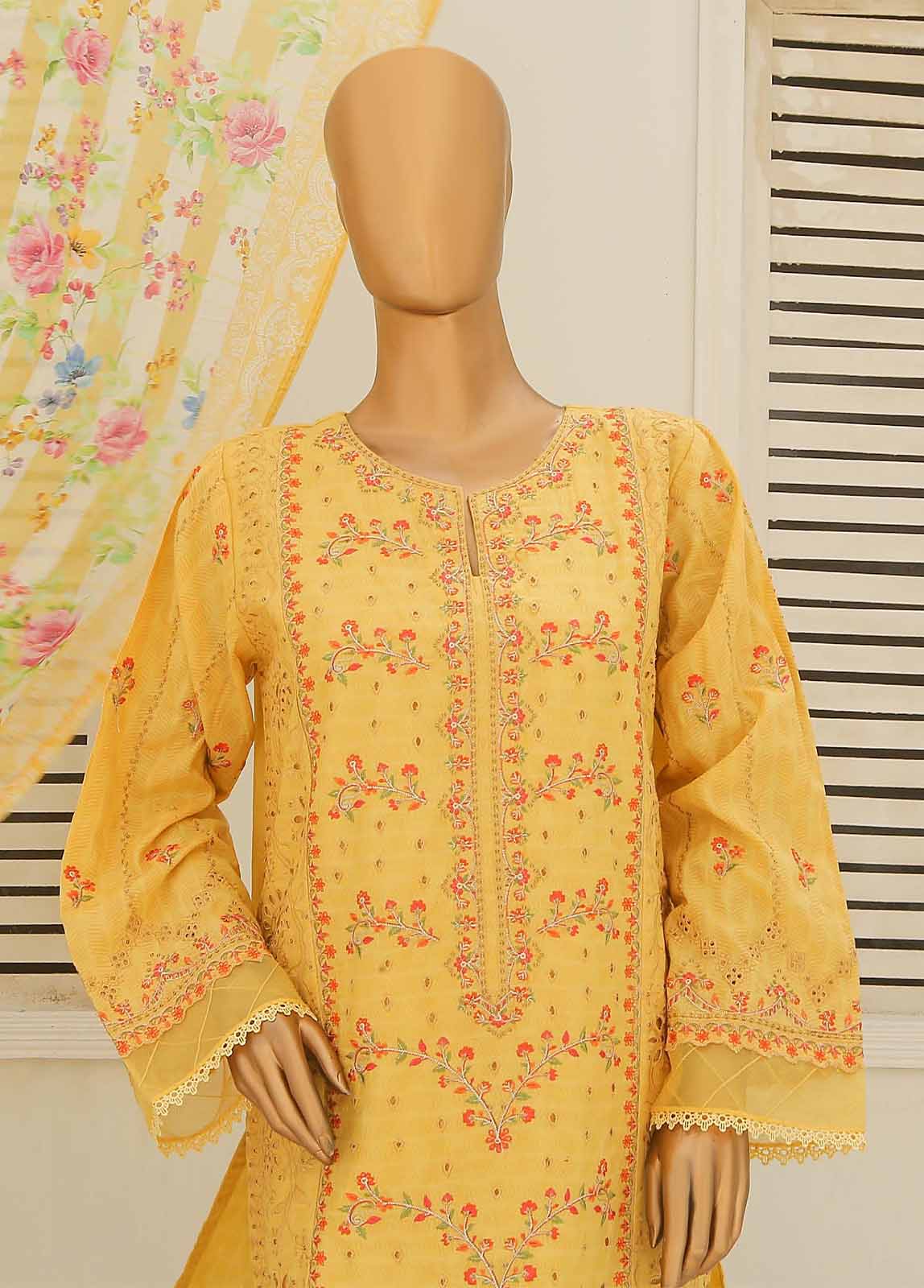 Bin Saeed Fabric - SMLF-418-CKE-3 Piece Cotton Embroidered