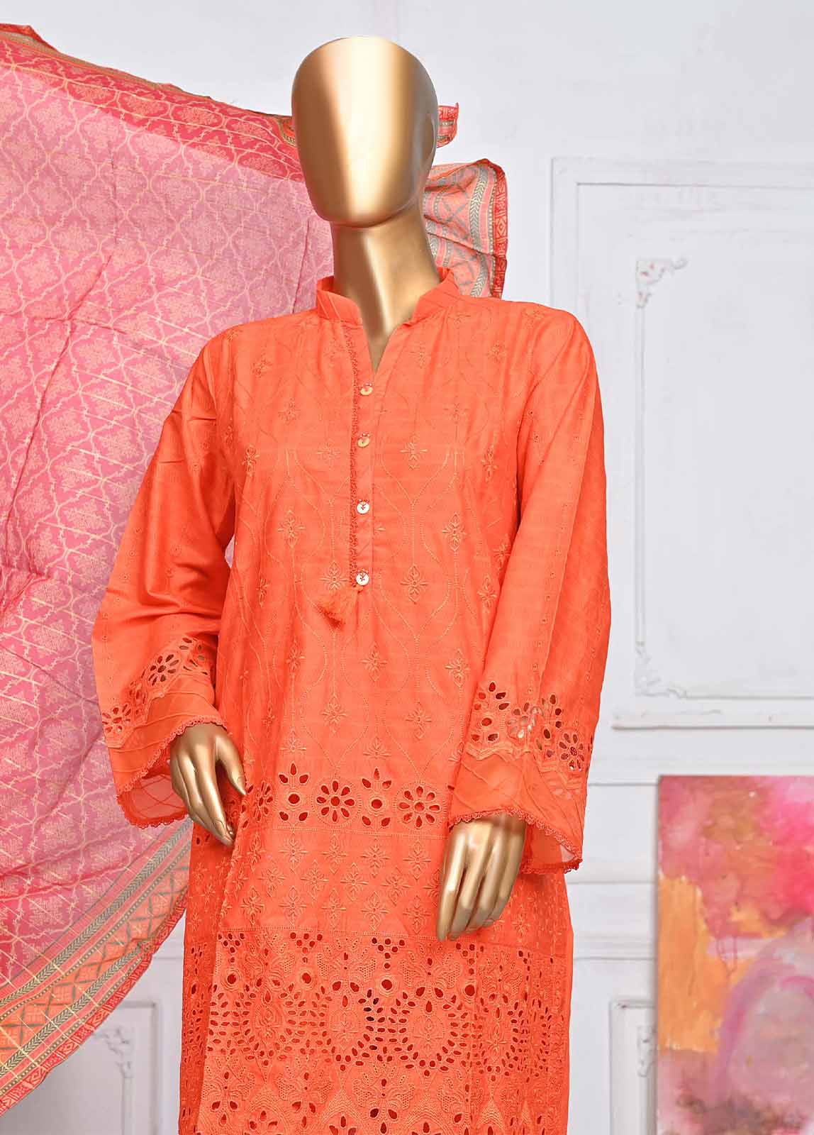 Bin Saeed Fabric - SMLF-420A-CK-3 Piece Chikankari Stitched Suit