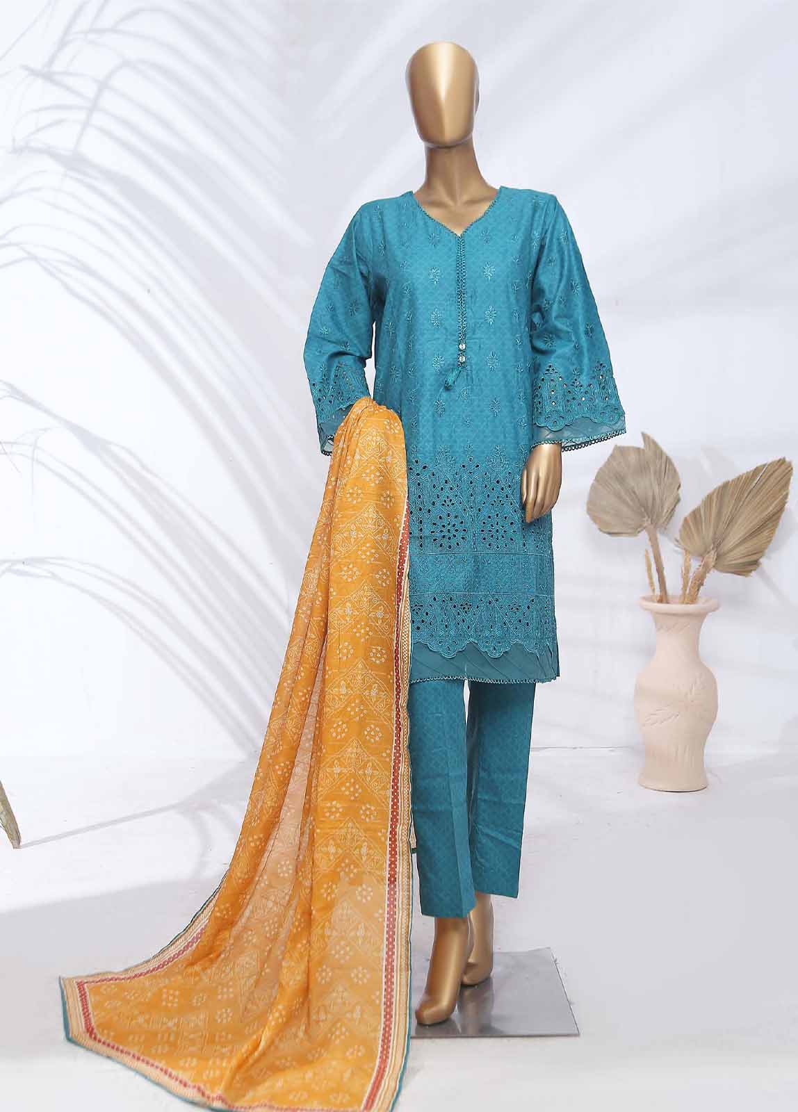 Bin Saeed Fabric - SMLF-430-CK-3 Piece Chikankari Stitched Suit
