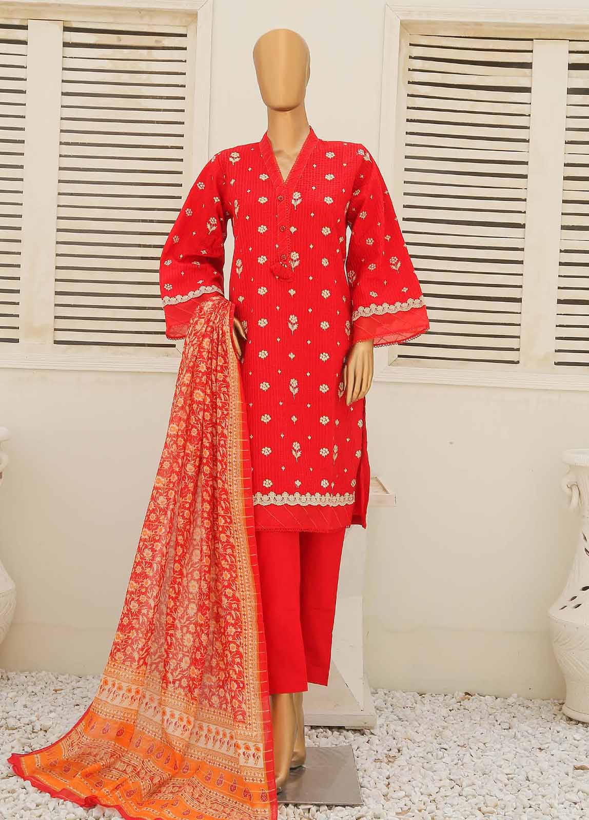 Bin Saeed Fabric - SMLF-431-CKE-3 Piece Cotton Embroidered