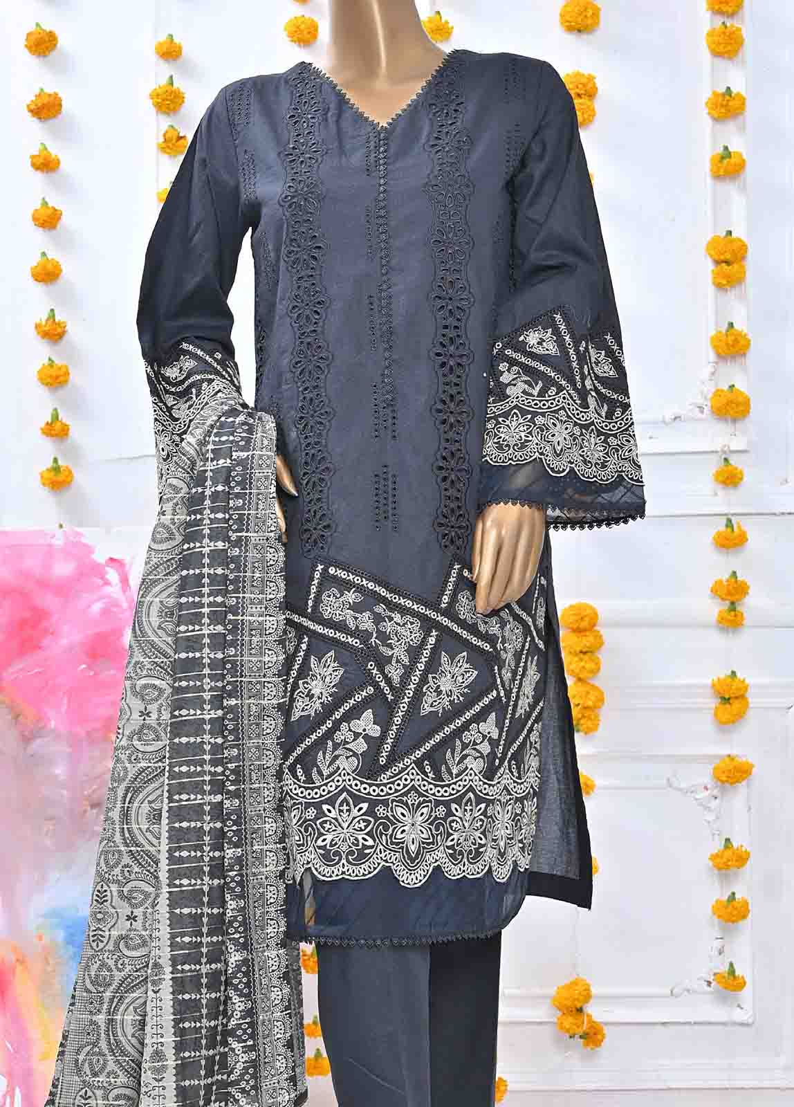 SMLF-432-MB-3 Piece Lawn Embroidered Suit