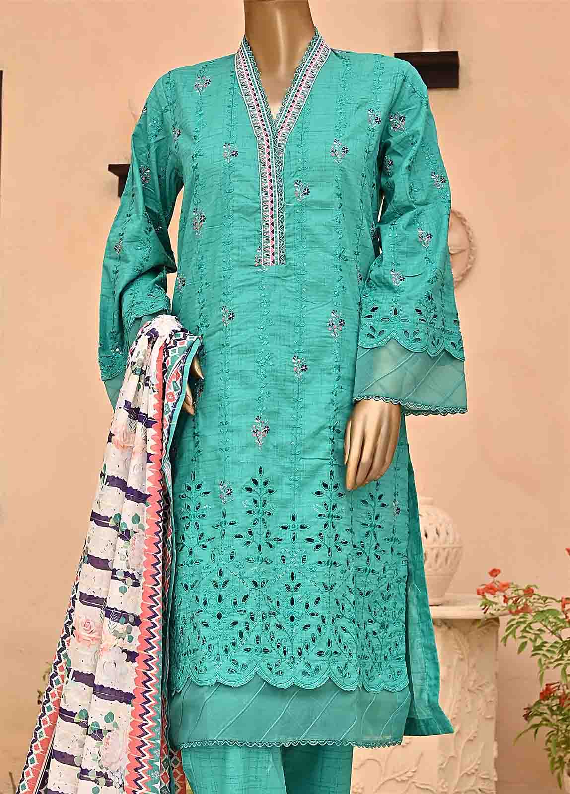 Bin Saeed Fabric - SMLF-437-NZ-3 Piece Chikankari Stitched Suit
