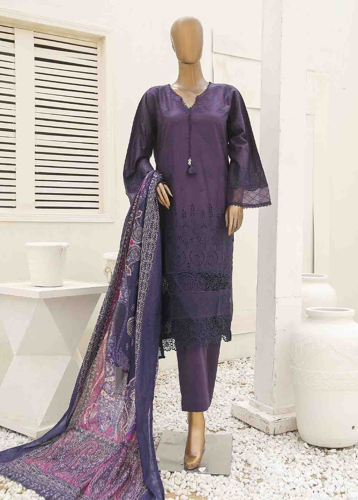 Bin Saeed Fabric - SMLF-438-CK-3 Piece Chikankari Stitched Suit