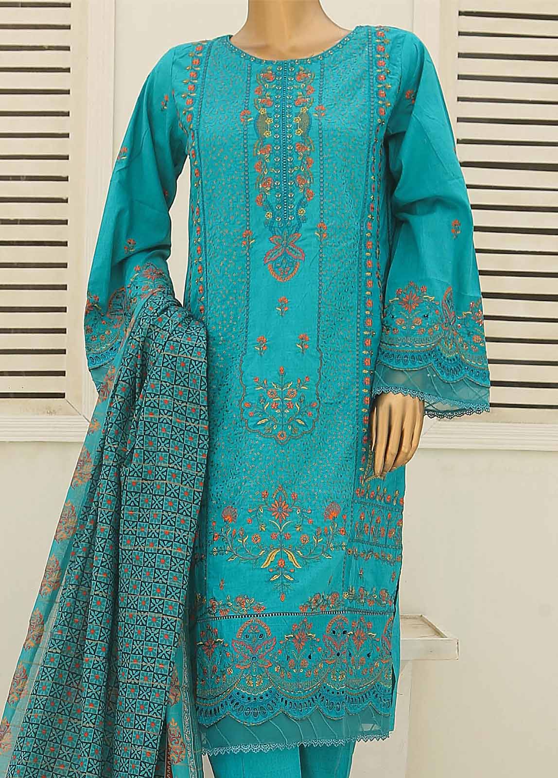 Bin Saeed Fabric - SMLF-439-B-CKE-3 Piece Cotton Embroidered