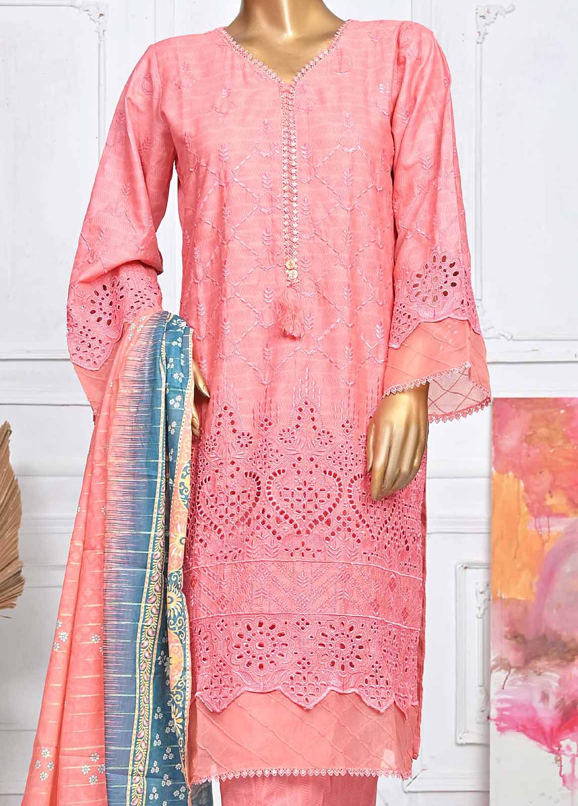 Bin Saeed Fabric - SMLF-443-CK-3 Piece Chikankari Stitched Suit