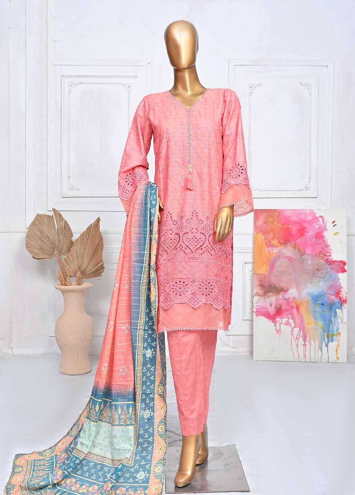 Bin Saeed Fabric - SMLF-443-CK-3 Piece Chikankari Stitched Suit