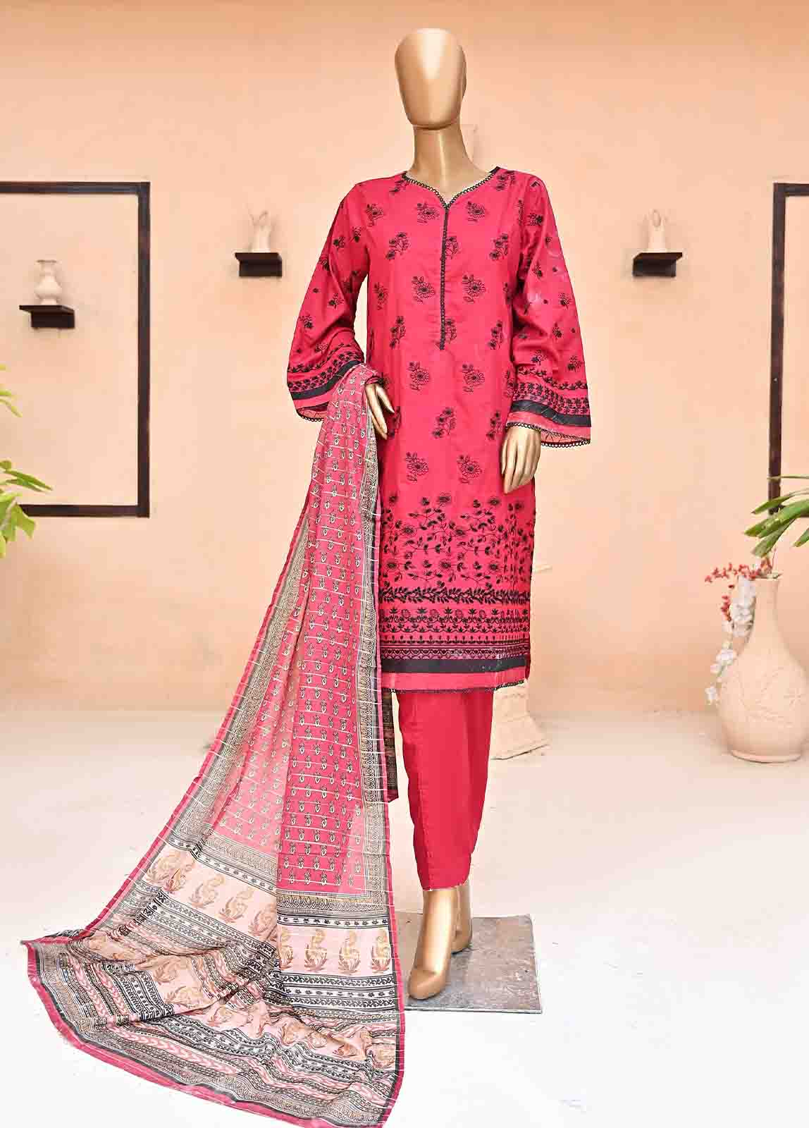 Bin Saeed Fabric - SMLF-445-NZ-3 Piece Chikankari Stitched Suit