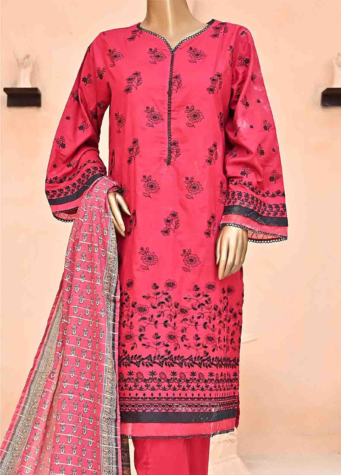 Bin Saeed Fabric - SMLF-445-NZ-3 Piece Chikankari Stitched Suit