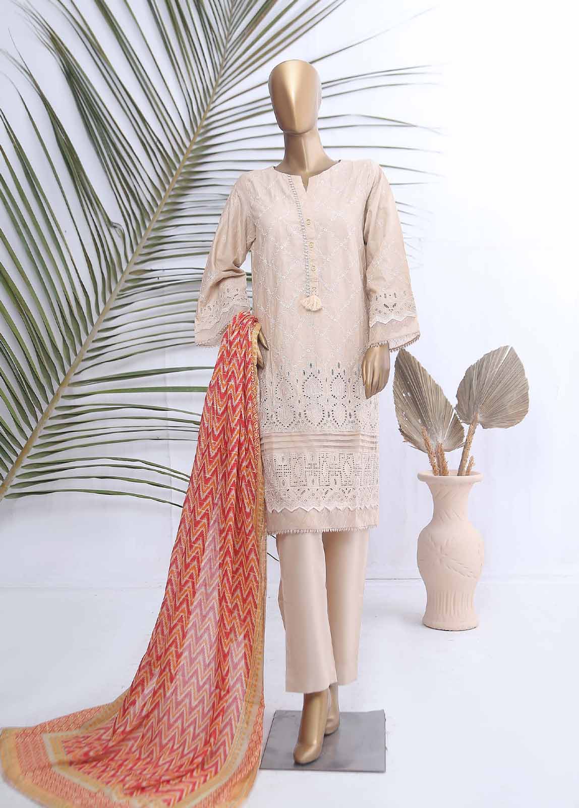 Bin Saeed Fabric - SMLF-492-CK-3 Piece Chikankari Stitched Suit
