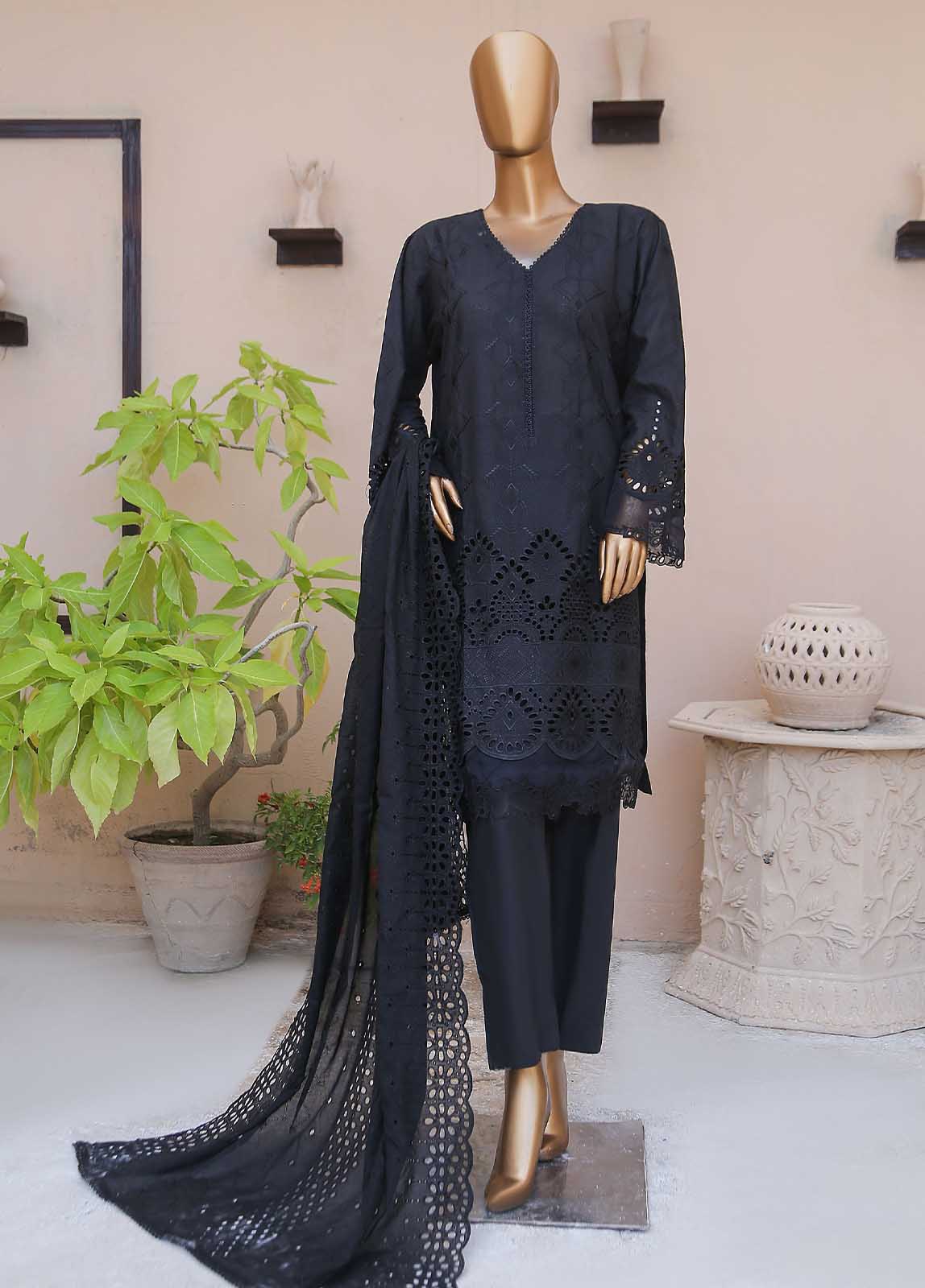 Bin Saeed Fabric - SMLF-510-CKC-3 Piece Cutwork Kari Stitched Suit