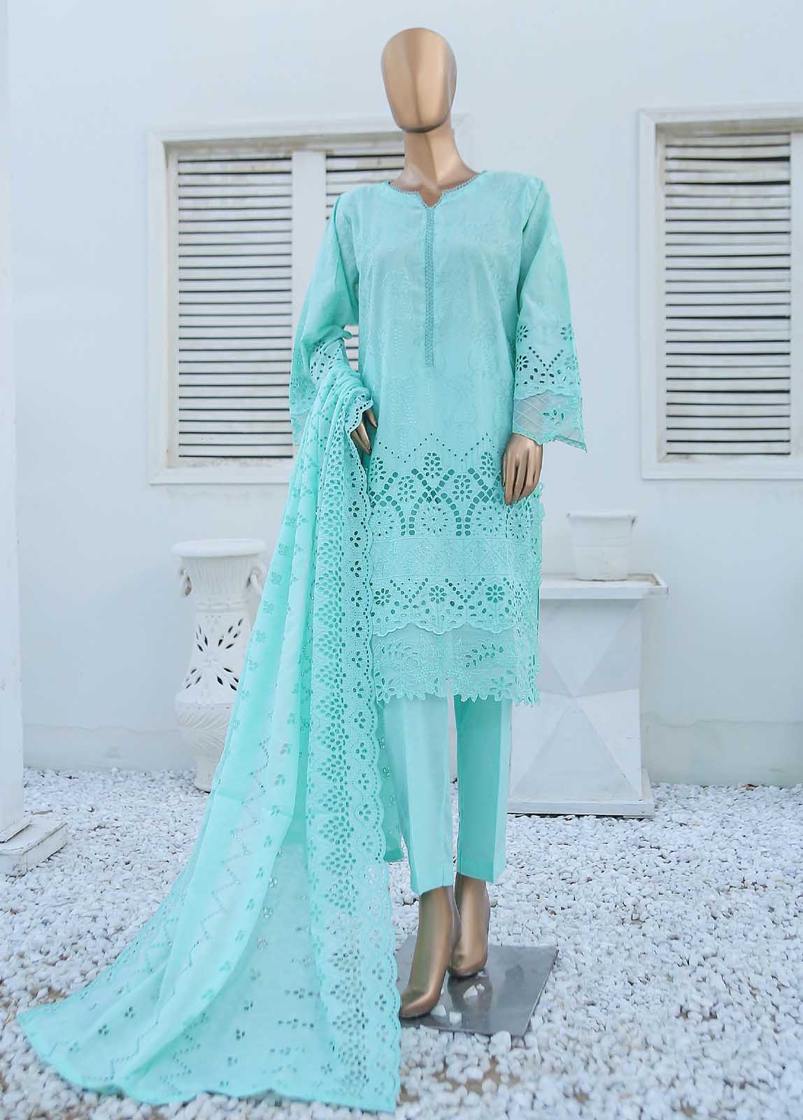 Bin Saeed Fabric - SMLF-516-CKC-3 Piece Cutwork Kari Stitched Suit