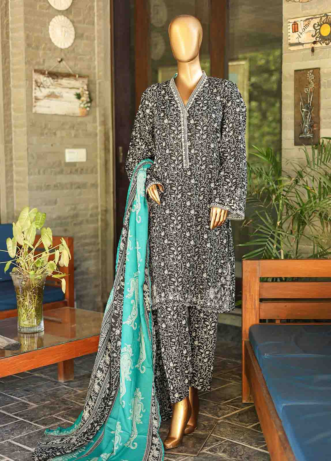 Bin Saeed Fabric - SMLF-634-Emb- 3 Piece Embroidered Stitched Suit