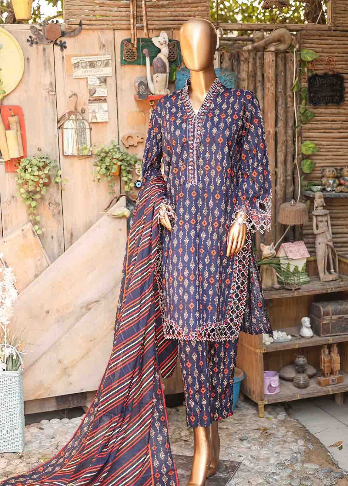 Bin Saeed Fabric - SMLF-636-Emb- 3 Piece Embroidered Stitched Suit