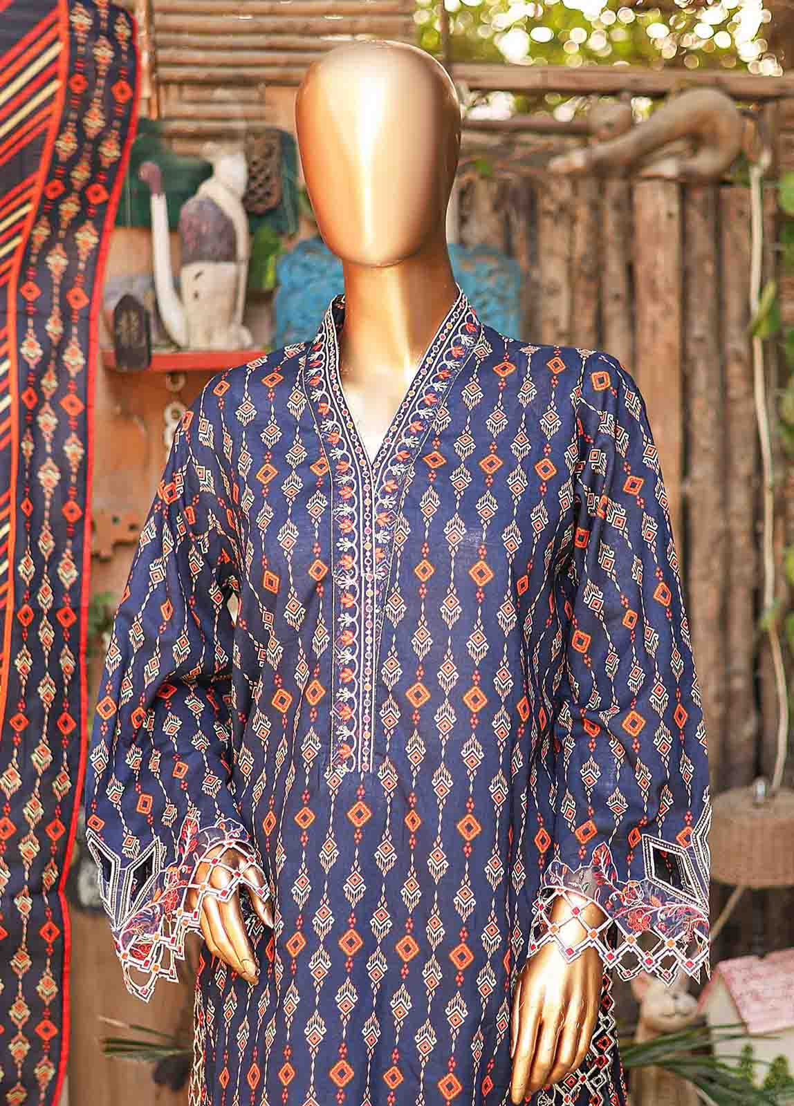 Bin Saeed Fabric - SMLF-636-Emb- 3 Piece Embroidered Stitched Suit