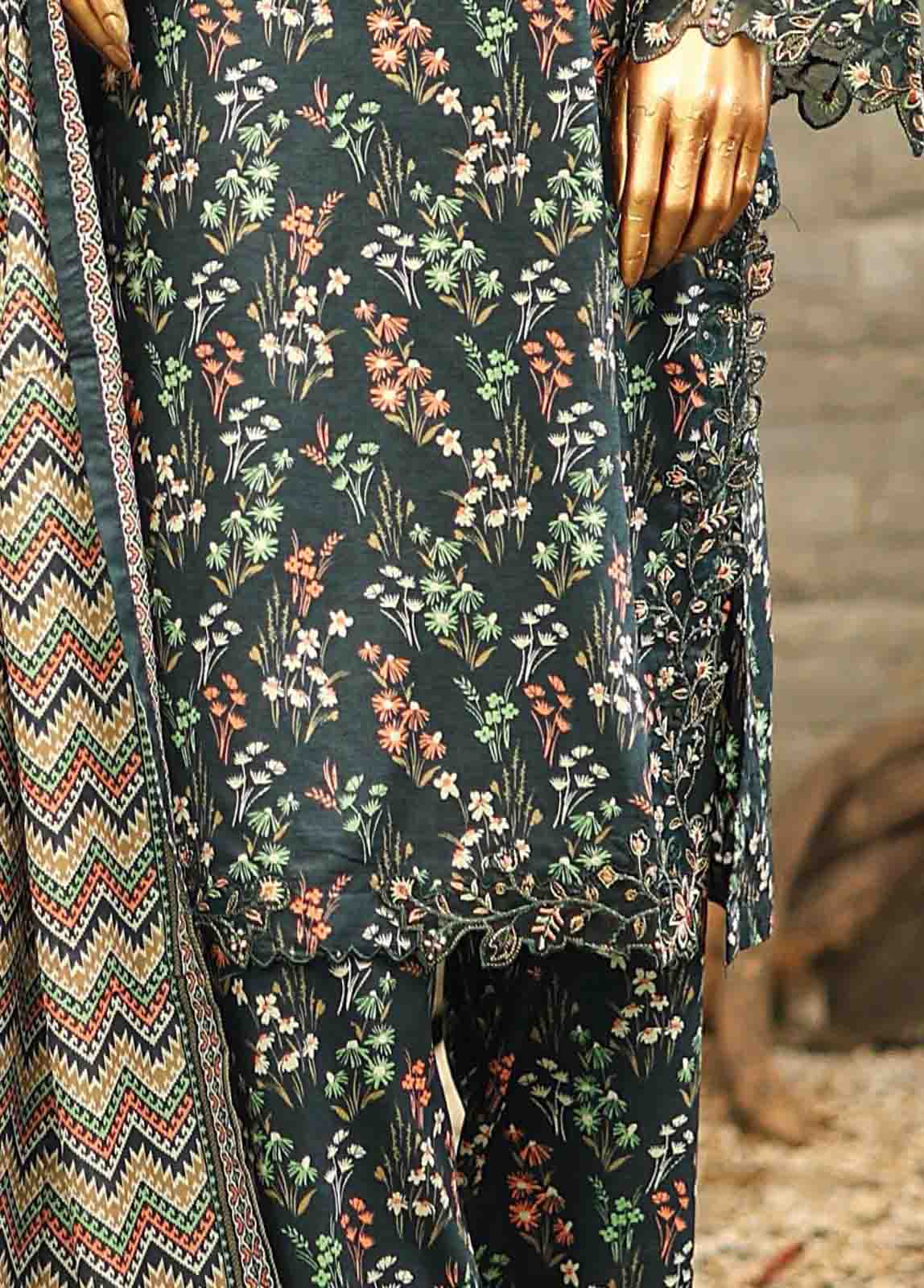 Bin Saeed Fabric - SMLF-641-Emb- 3 Piece Embroidered Stitched Suit