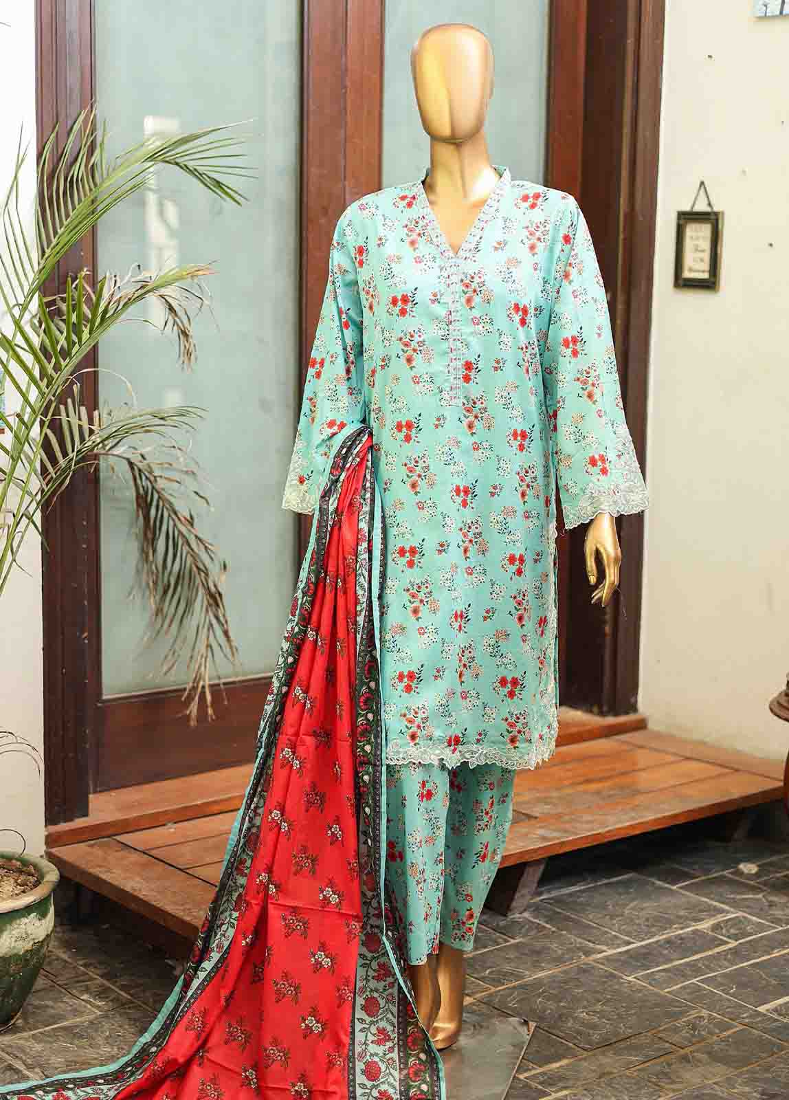 Bin Saeed Fabric - SMLF-644-Emb- 3 Piece Embroidered Stitched Suit