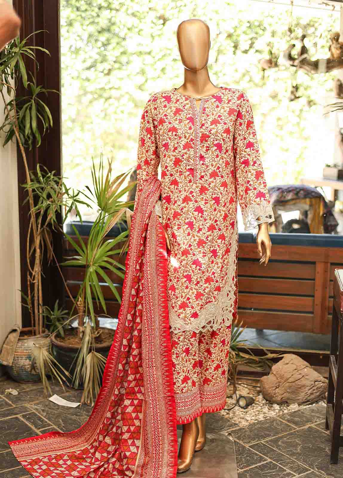 Bin Saeed Fabric - SMLF-645-Emb- 3 Piece Embroidered Stitched Suit