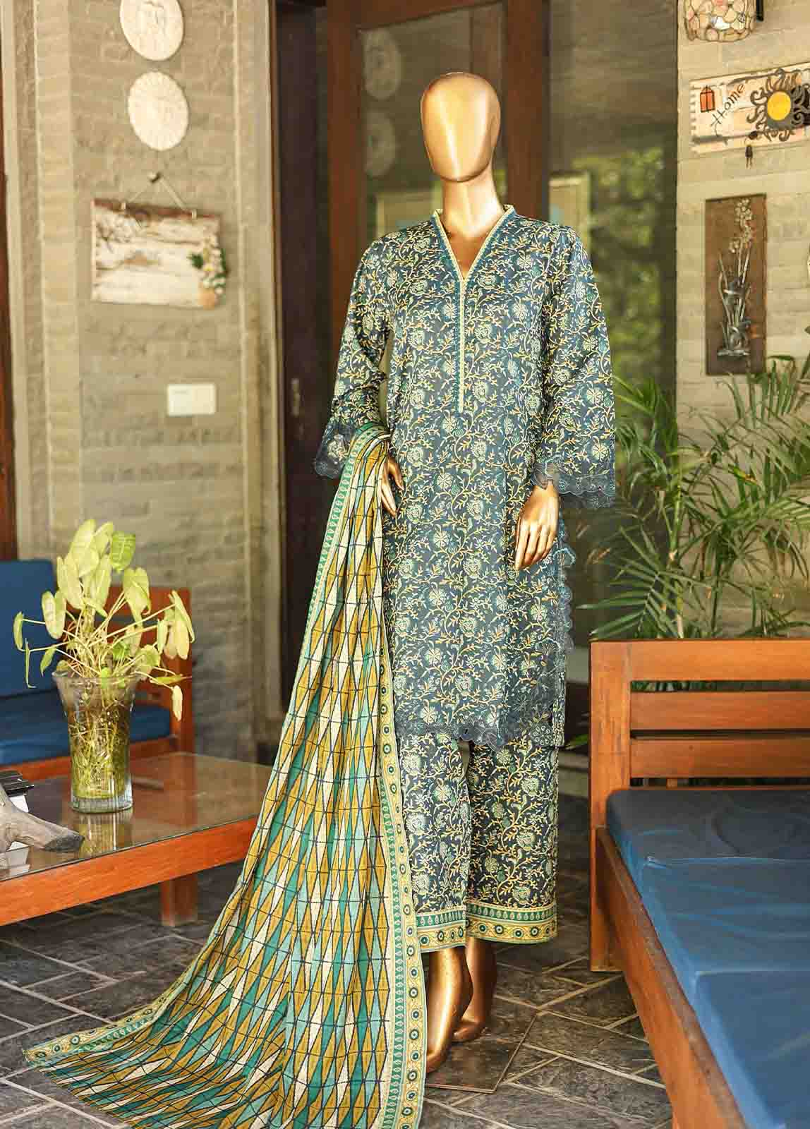 Bin Saeed Fabric - SMLF-646-Emb- 3 Piece Embroidered Stitched Suit