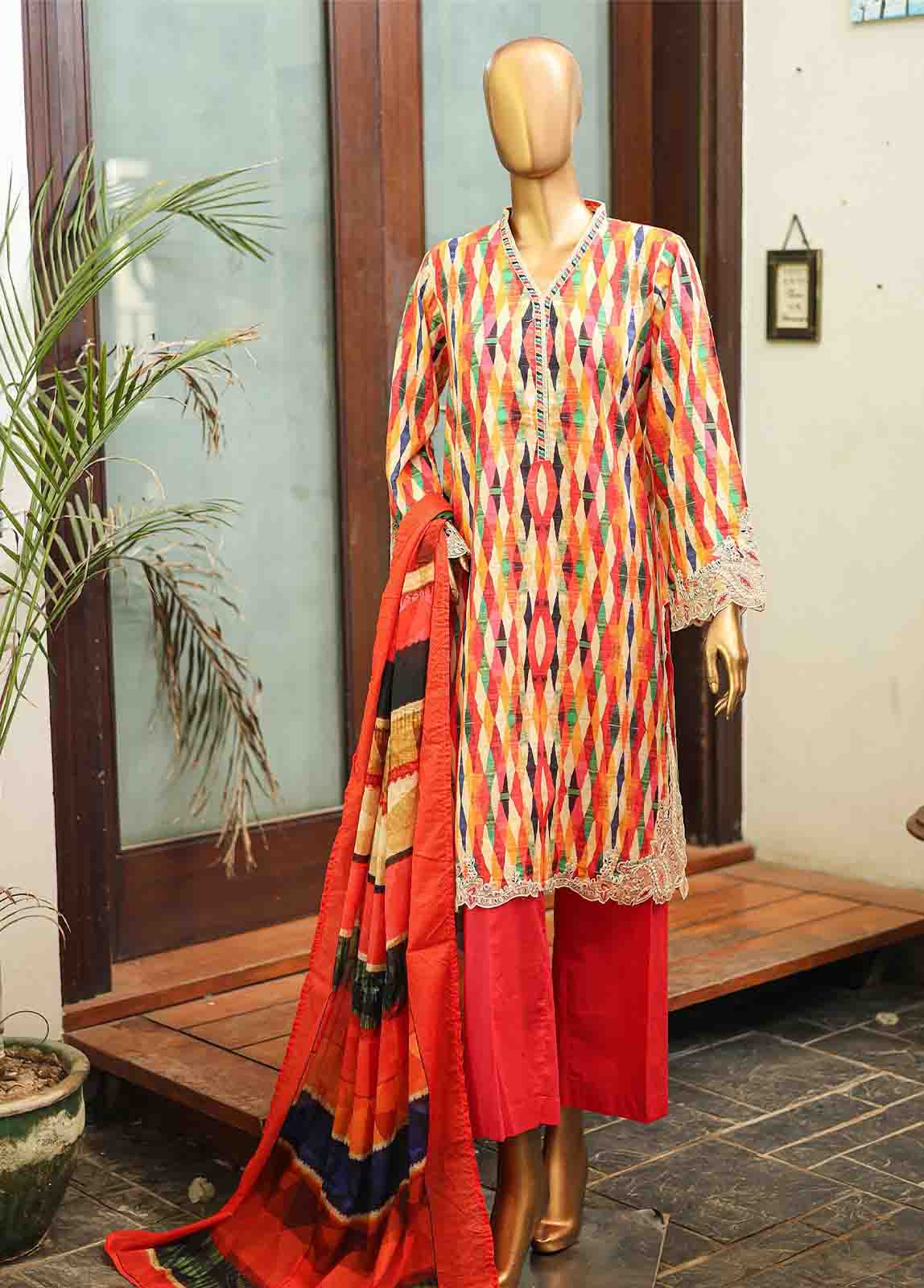 Bin Saeed Fabric - SMLF-651-Emb- 3 Piece Embroidered Stitched Suit