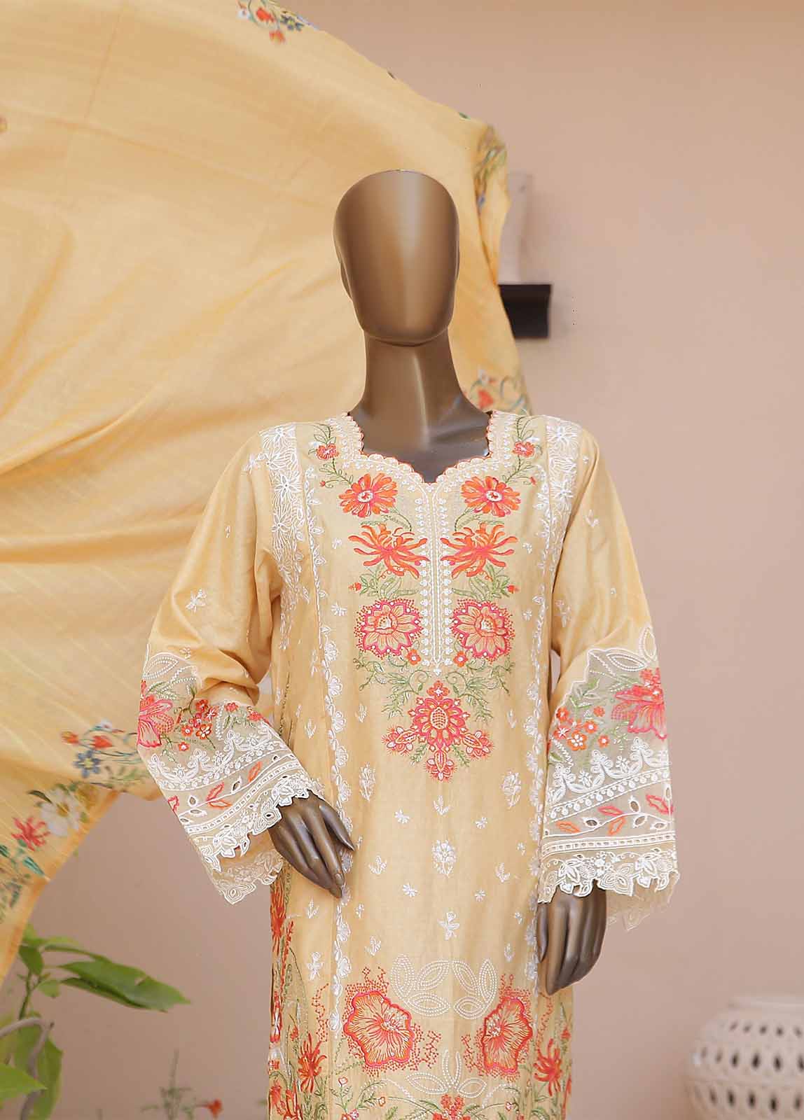 Bin Saeed Fabric - SMLF-CE-371-3 Piece Cotton Embroidered