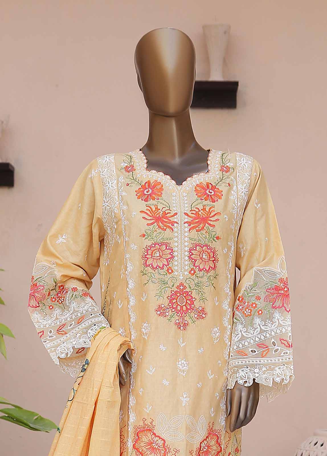 SMLF-CE-371-3 Piece Cotton Embroidered