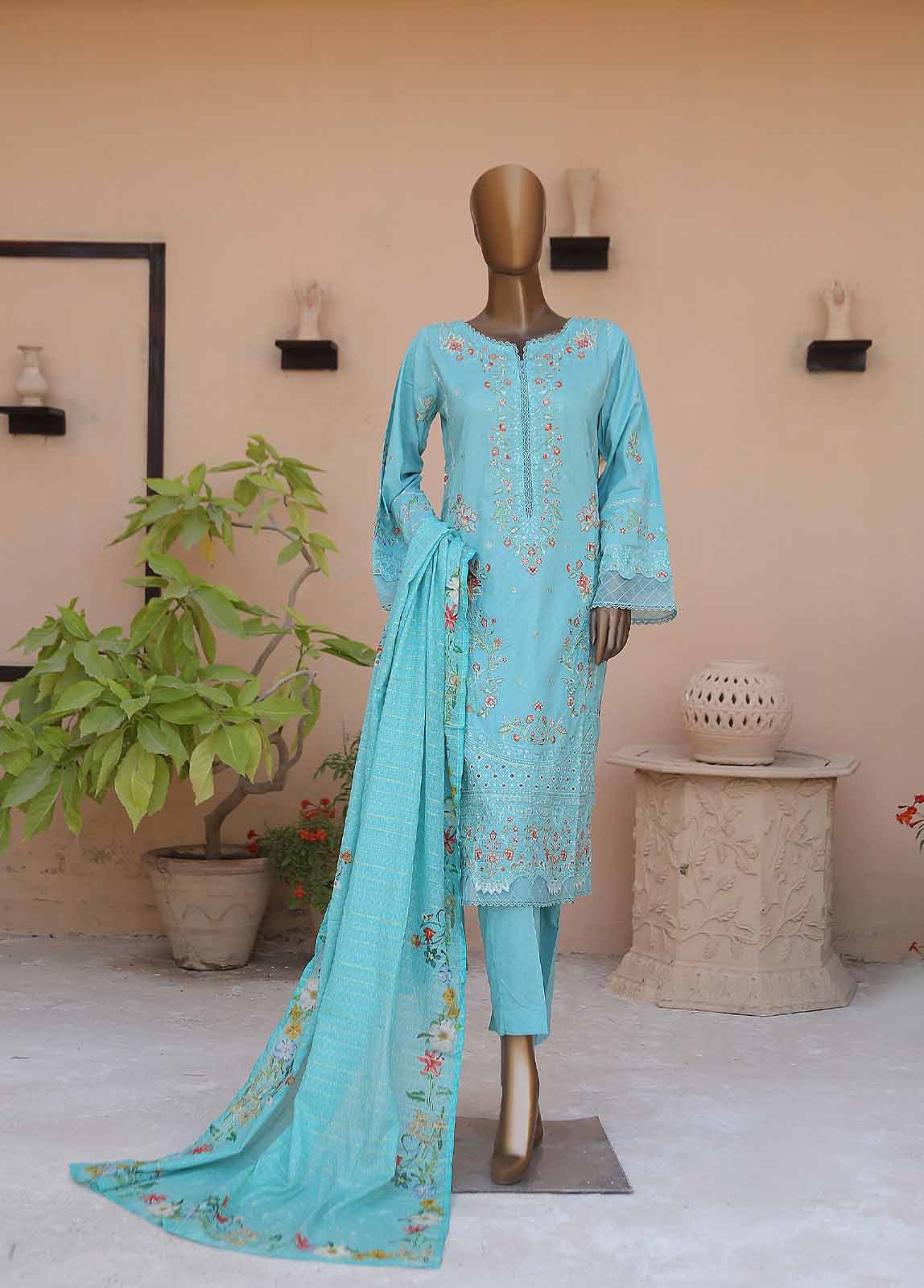 Bin Saeed Fabric - SMLF-CE-373-3 Piece Cotton Embroidered