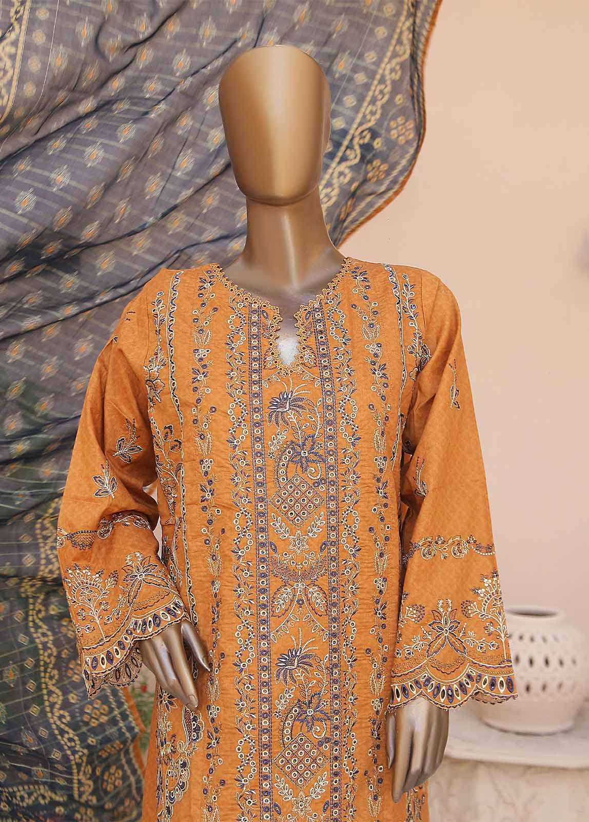 Bin Saeed Fabric - SMLF-CE-375-3 Piece Cotton Embroidered