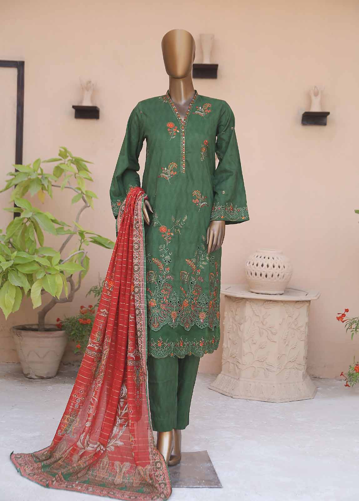 Bin Saeed Fabric - SMLF-CE-377-3 Piece Cotton Embroidered