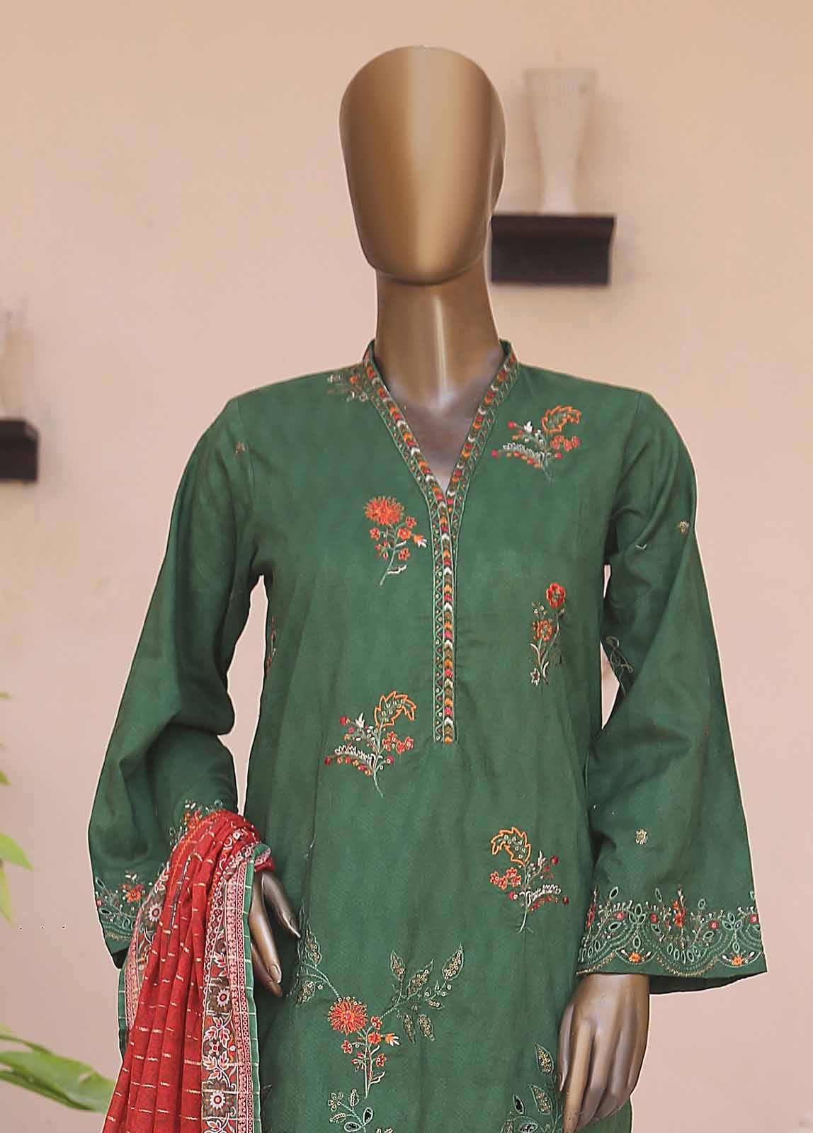 Bin Saeed Fabric - SMLF-CE-377-3 Piece Cotton Embroidered