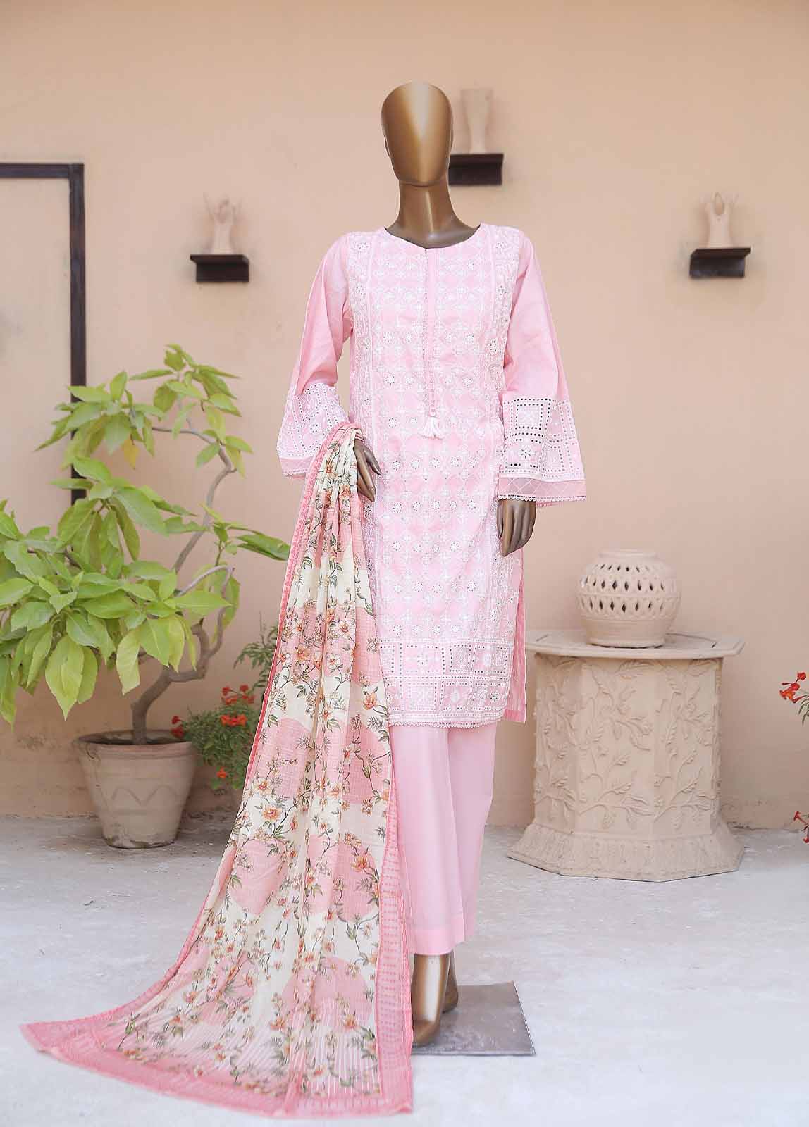 Bin Saeed Fabric - SMLF-CE-379-B-3 Piece Cotton Embroidered