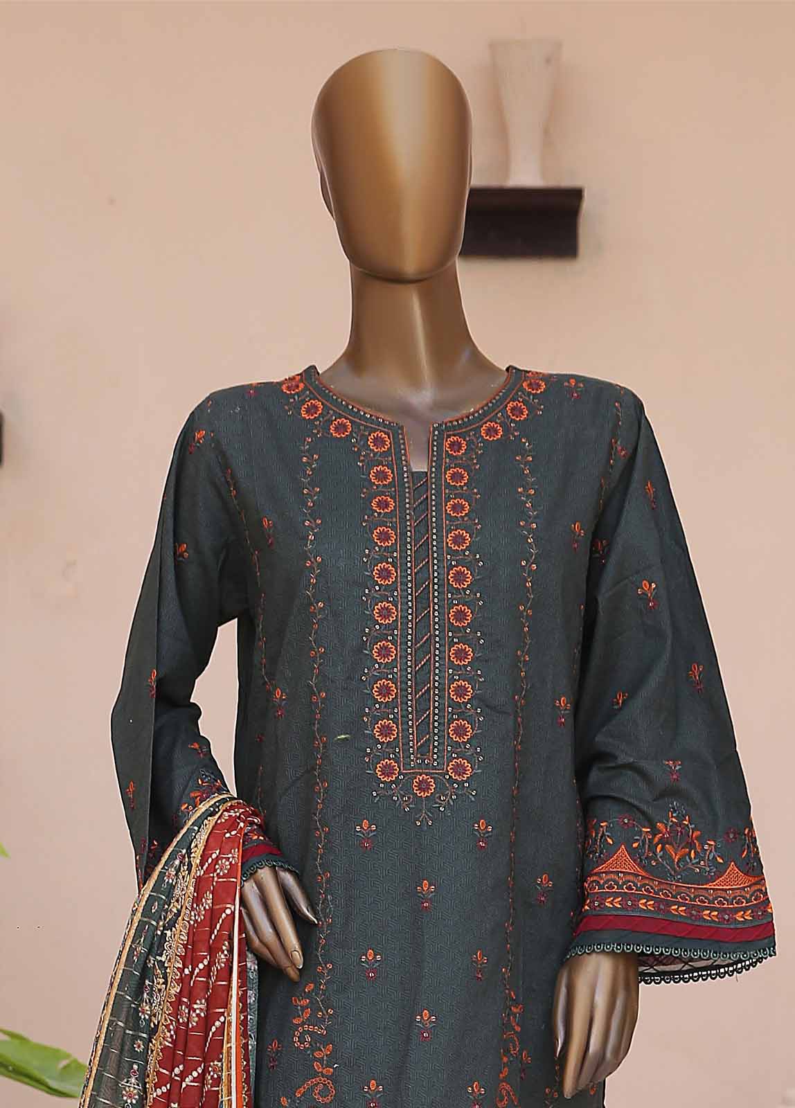 Bin Saeed Fabric - SMLF-CE-382-B-3 Piece Cotton Embroidered