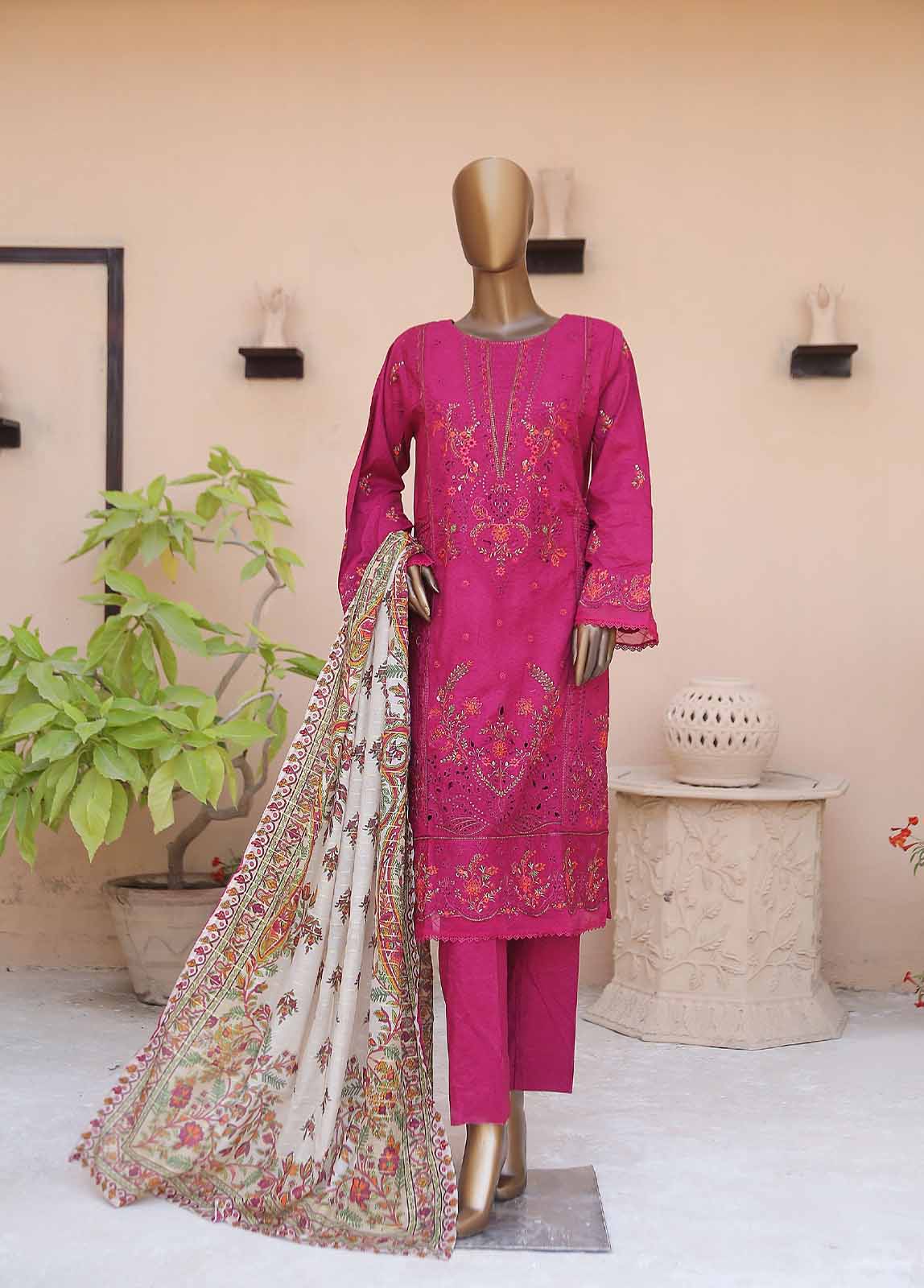 Bin Saeed Fabric - SMLF-CE-398-3 Piece Cotton Embroidered