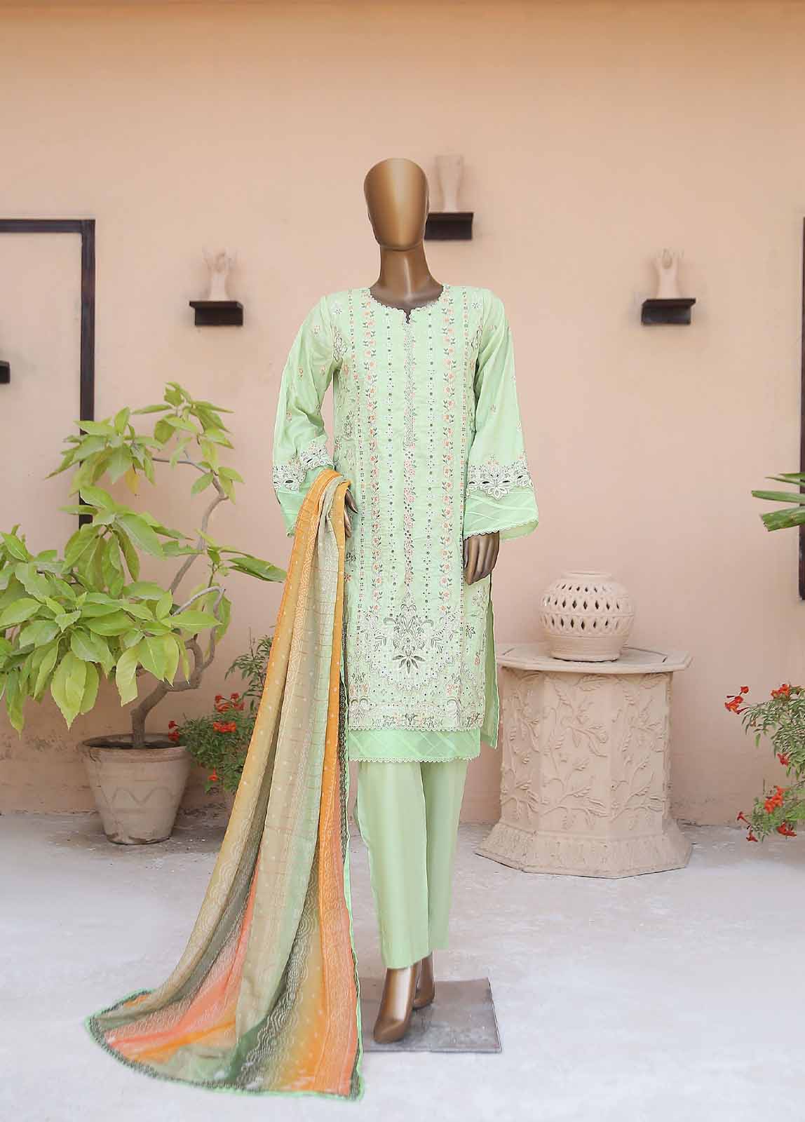 Bin Saeed Fabric - SMLF-CE-419-3 Piece Cotton Embroidered