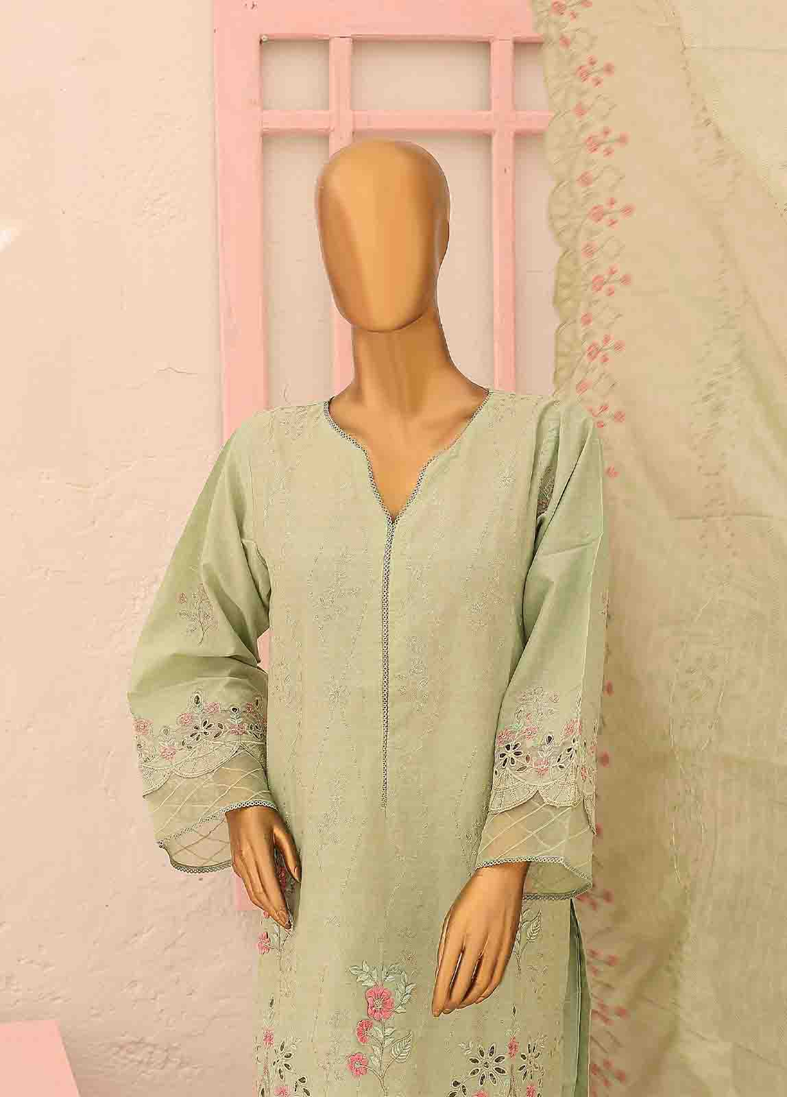 Bin Saeed Fabric - SMLF-CKE-464 B-3 Piece Chikankari Stitched Suit