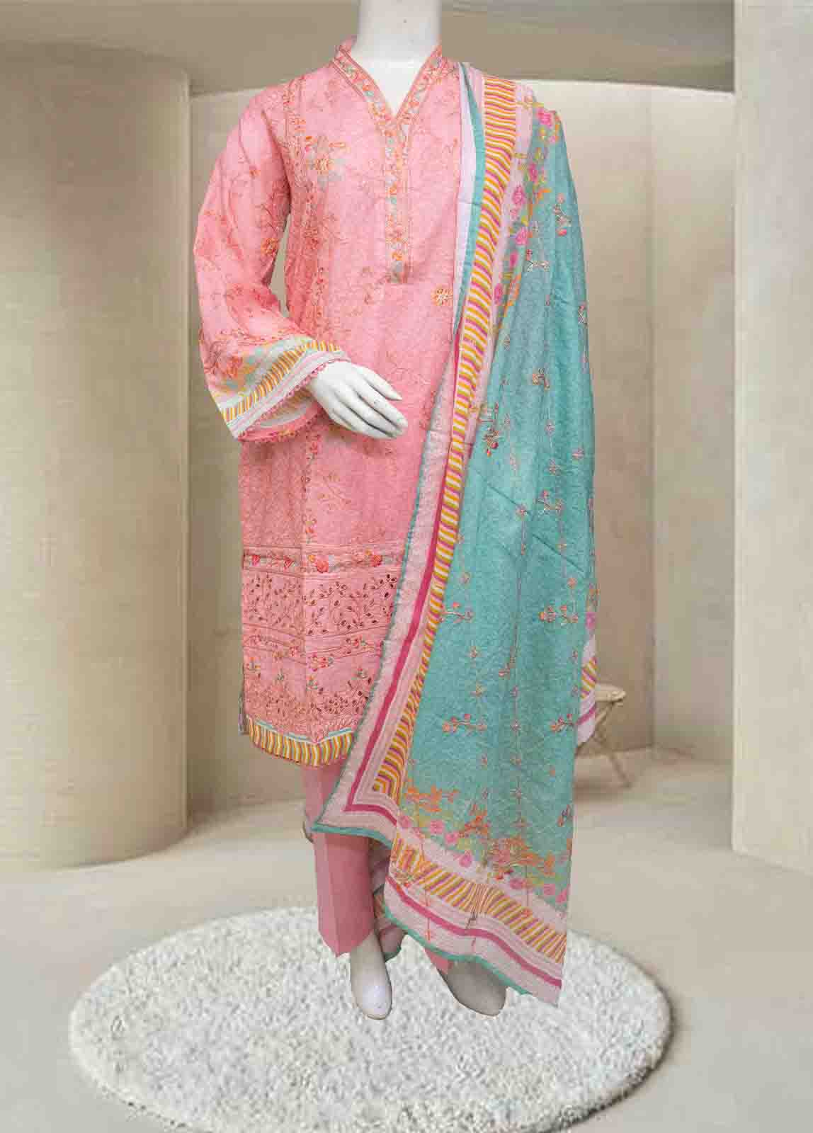 SMLF-ED-066- 3 Piece Embroidered Stitched Suit