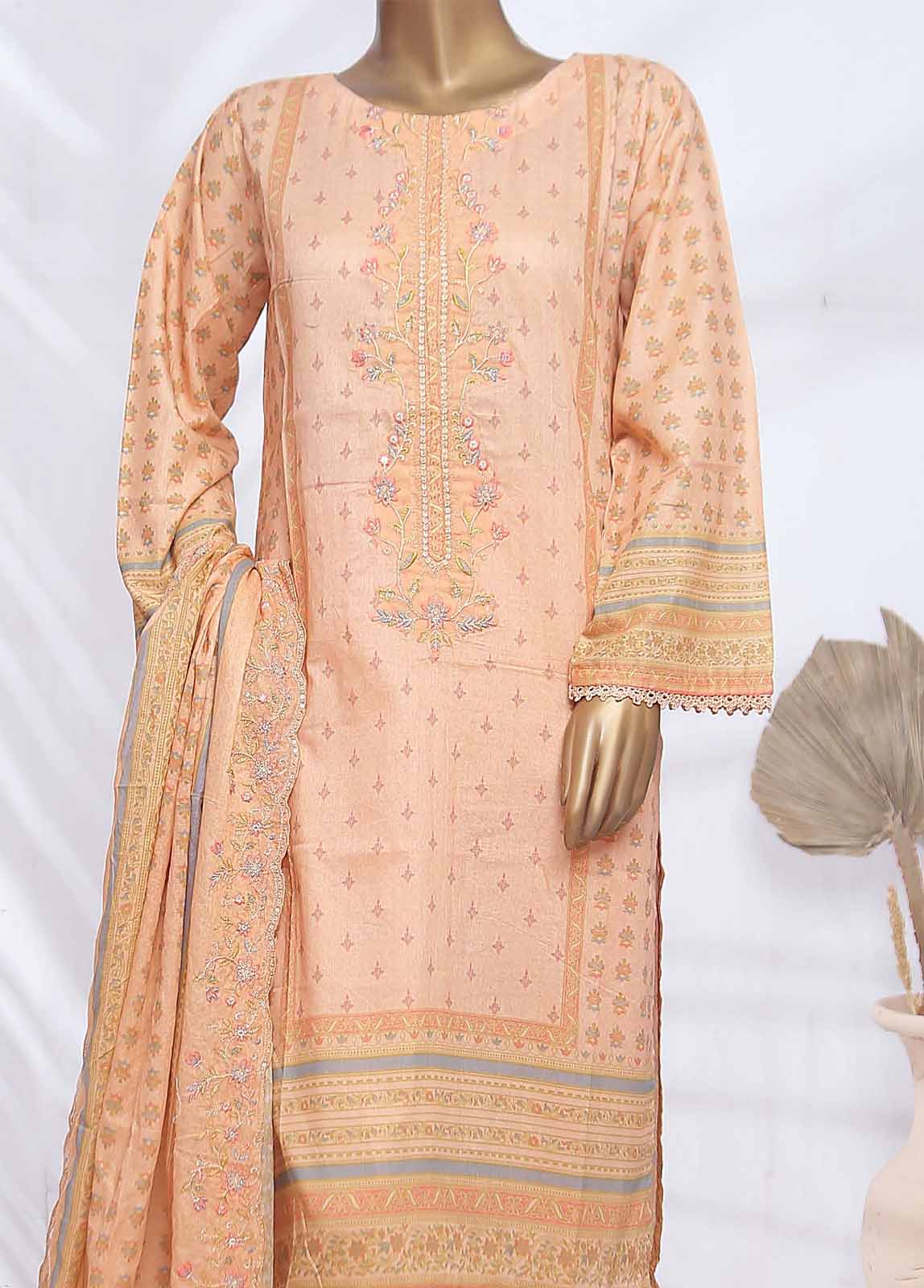 SMLF-ED127- 3 Piece Embroidered Stitched Suit