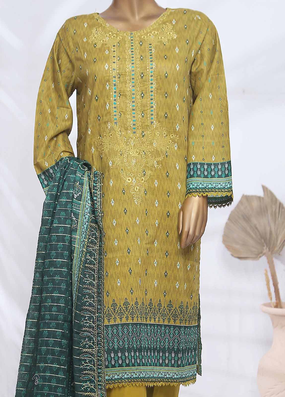 SMLF-ED185- 3 Piece Embroidered Stitched Suit